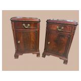2 FLAME MAHOGANY CARVED NIGHTSTANDS