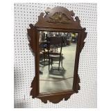 CHERRY CHIPPENDALE MIRROR WITH EAGLE