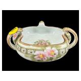 HAND PAINTED NIPPON 3 HANDLE PORCELAIN BOWL