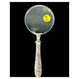 ANTIQUE STERLING REPOUSSE HANDLE MAGNIFYING GLASS