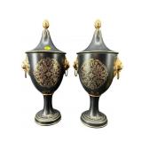 2 HAND PAINTED BLACK AND GOLD DECORATIVE CERAMIC