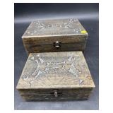 2 PC DECORATIVE WOOD BOX LOT