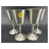 4 PC LOT OF PEWTER WINE STEMS