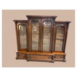 WALNUT VICTORIAN STEP TOP 4 DOOR BOOKCASE