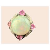 PLATINUM OPAL PINK SAPPHIRE & DIAMOND RING