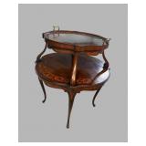 19TH CENTURY MAHOGANY INLAID 2 TIER TRAY TOP TABLE