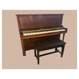 GULBRANSEN MAHOGANY PIANO WITH STOOL