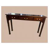 CHERRY CHIPPENDALE 3 DRAWER CONSOLE TABLE