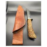 HANDMADE ANTLER FIXED BLADE KNIFE
