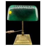 ANTIQUE EMERALITE BRASS BANKERS LAMP