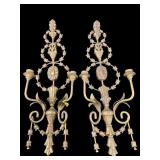 2 ORNATE METAL AND WOOD WALL SCONCES