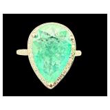 18K WHITE GOLD EMERALD & DIAMOND RING