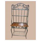 IRON/OAK AND GLASS BAKERS RACK