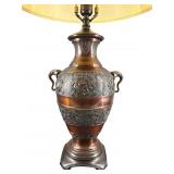 ORIENTAL BRONZE ORNATE TABLE LAMP