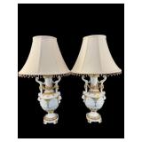 EUROPEAN GLAZED PORCELAIN AND GILT URN SHAPED