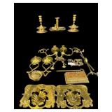 LARGE LOT OF BRASS CANDLESTICKS, CANDLE HODLERS
