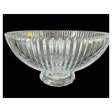 LARGE RIBBED HEAVY CRYSTAL FOOTED BOWL
