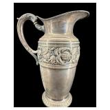 LARGE FLORAL SILVERPLATE OVERSIZED PITCHER