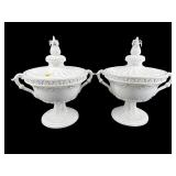 2 MOTTAHEDEH PORCELAIN PINEAPPLE LIDDED URN