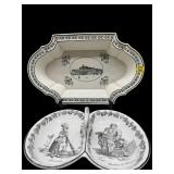 LOT OF 2 MOTTAHEDEH BLACK AND WHITE PORCELAIN