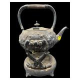 SHEFFIELD ORNATE SILVER ON COPPER TEAPOT WITH