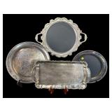 4 PC SILVERPLATE TRAY SET