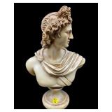 RESIN CARVED APOLLO BUST SCULPTURE