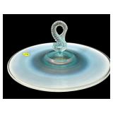 FENTON BLUE OPALESCENT IRIDESCENT DOLPHIN STRETCH
