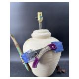 CLAY LAMP WITH MIDDLE EASTERN KNIFE