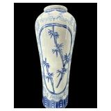 TALL BLUE AND WHITE ORIENTAL PORCELAIN VASE