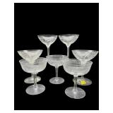 LOT OF 7 ELEGANT DEPRESSION CHAMPAGNE STEMS
