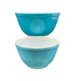 2 PC LOT PYREX PRIMARY BLUE NESTING BOWLS