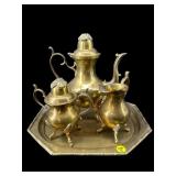 4 PC BRASS TEASET