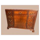 FLAME MAHOGANY CARVED 6 DRAWER CHEST