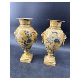 PR OF DECORATIVE TOLEWARE URNS, AS IS