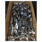 LARGE LOT STAINLESS AND SILVERPLATE FLATWARE