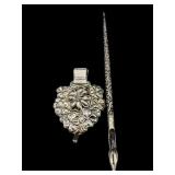 ANTIQUE STERLING FOUNTAIN PEN & GOOD LUCK WHISTLE