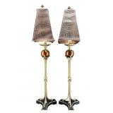 2 UTTERMOST FAUX LEATHER SHADE BUFFET LAMPS