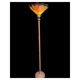 TALL TIFFANY STYLE TORCHIERE FLOOR LAMP