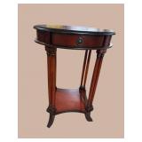 CHERRY FINISH BOMBAY OVAL 1 DRAWER TABLE