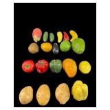 LARGE LOT OF WOODEN FRUITS & VEGETABLES