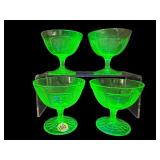 SET OF 4 ANCHOR HOCKING PRINCESS GREEN DEPRESSION