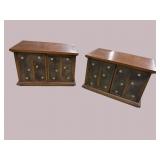 2 WALNUT 2 DOOR END TABLES