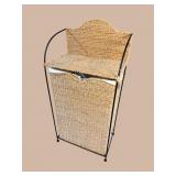 WICKER AND METAL CLOTHES HAMPER