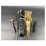 LOT OF PISTOL CLEANING, ROD KIT, DUCK CALL,
