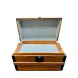 DOLL SIZE WOODEN TRUNK WITH TRAY
