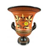 TERRACOTTA HAND PAINTED GRECIAN URN, AS IS
