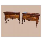 2 SOLID MAHOGANY CHIPPENDALE CARVED LOWBOYS