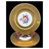 SET OF 3 H & C BAVARIA GOLD AND FLORAL PLATES