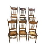 6 ANTIQUE OAK LARKIN CHAIRS